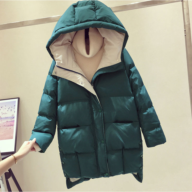 2021 Winter Women Jacket Long Hooded Cotton Padded Female Co