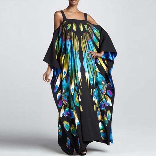 New Beach Maxi Dress Print Robe Plage Beach Cover Up Over Si