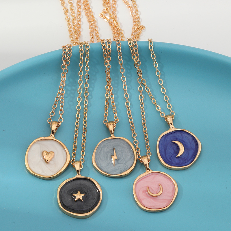 Simple Stars Moon Heart Necklaces Fashion Women Alloy Oril D
