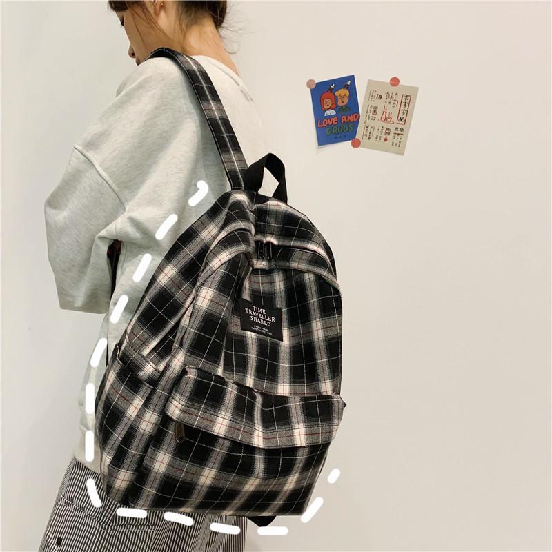 Fashion Plaid  Women Backpack College Student Backpack Teena