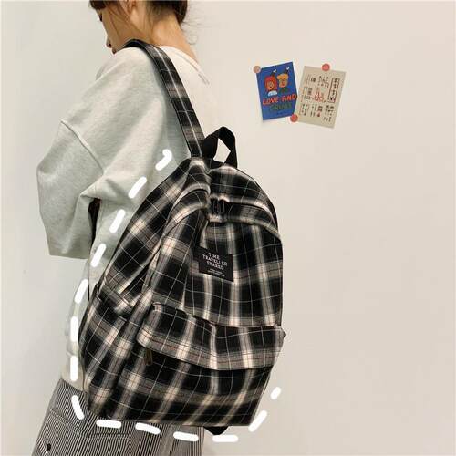 Fashion Plaid  Women Backpack College Student Backpack Teena