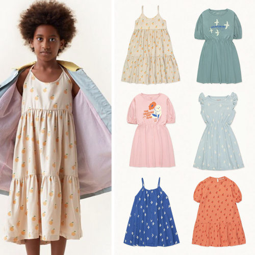 EnkeliBB 22SS Kids Girls Summer Dresses Brand Designer Cloth