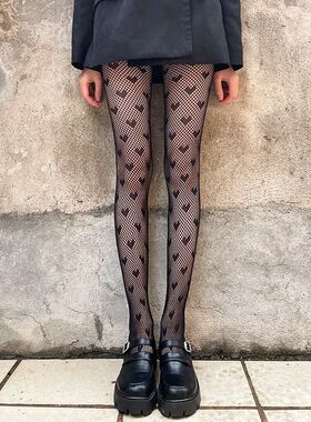 Lolita Cute Anime Black Love Print Tights Gothic Women Sexy