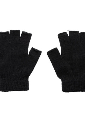 New Men Black Knitted Fingerless Gloves Autumn Winter Outdoo