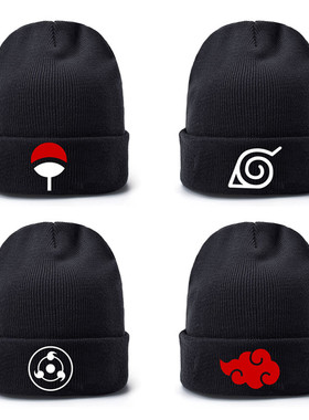 Anime Ninja Red Cloud Baseball Caps Knitted Winter Warm Hats