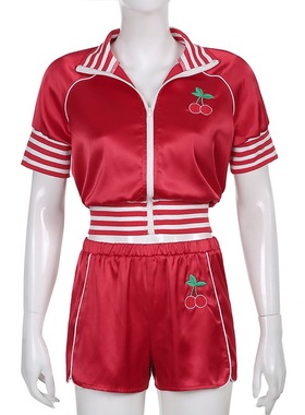 Simenual Sporty Zip Up Top And Shorts 2 Piece Tracksuits Cas