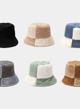 New Femme Gorro Lady Outdoor Panama Soft Warm Faux Fur Plaid