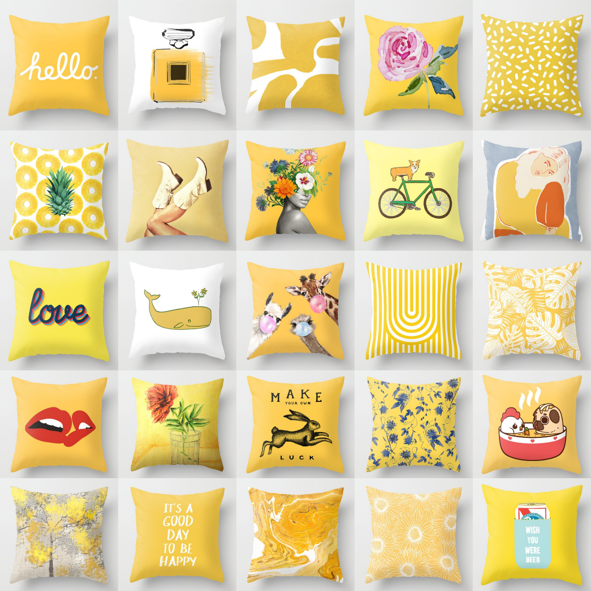 Summer Fashion Fresh Yellow Cute Pillows Case Geometry Flora