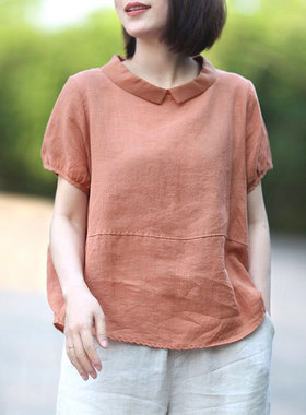 F&je Summer Women Shirt  Plus Size Loose Casual Short Sleeve