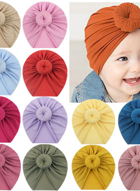 Lovely Winter Solid Color Thick Newborn Hat Boys Girl Cotton