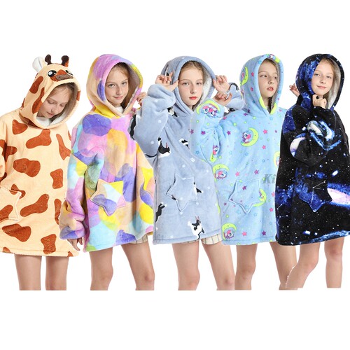 Kids Oversized Hoodie Blanket With Sleeve Boy Girl Sweatshir