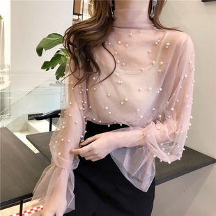 Bow Wome Summer Blouses Mesh Tie Sleeve Flare Long Sales Hot