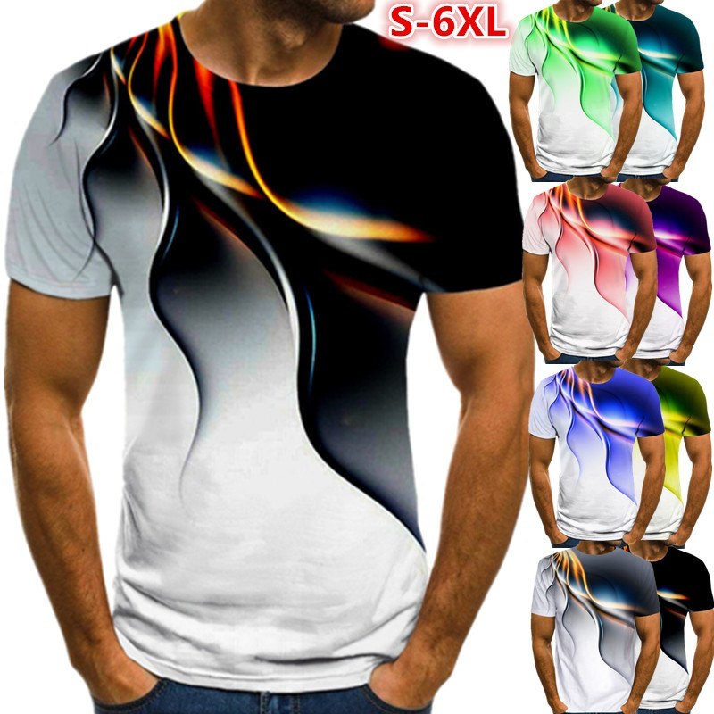 Men 3D Printed T-Shirt Personality Lightning T Shirt Short S
