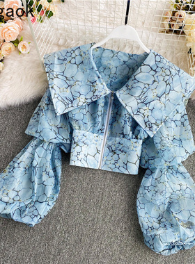 Gagaok Fashion Vintage Women Shirts  Spring Autumn New Chiff