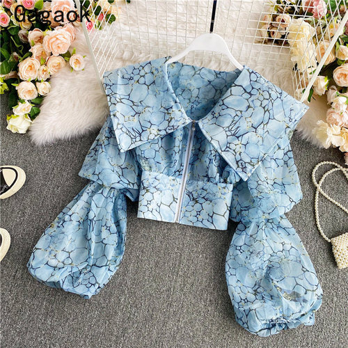 Gagaok Fashion Vintage Women Shirts  Spring Autumn New Chiff
