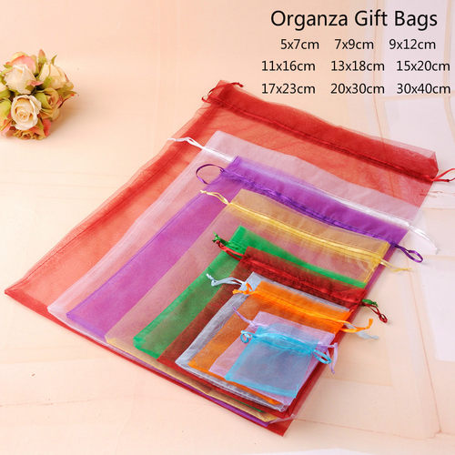 10pcs/lot (9 Sizes) Organza Gift Bag Jewelry Packaging Bag W