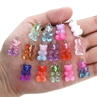 50Pcs Crystal Candy Bear Pendant Charms for Necklace Bracele