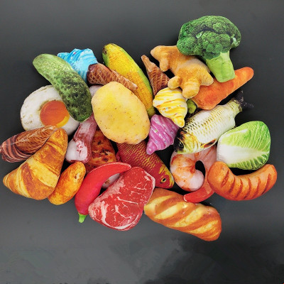 Cute Plush Puzzle Stuffed Squeaking Pet Toy Fruit Animals Ca