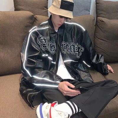 PU Leather Oversized Jacket Men's Coat Setwear Autumn Male