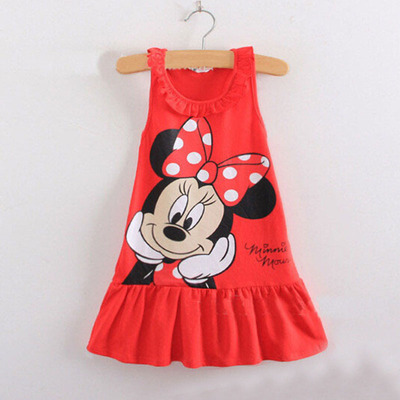 Minnie Mouse Cartoon Print Baby Children Girls Kids Dress Cu