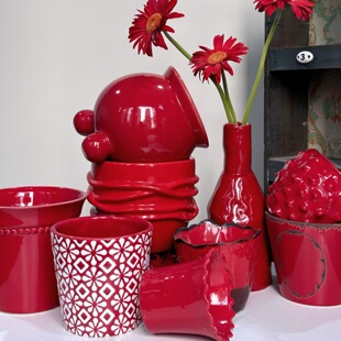 球兰花盆 美瓷物语 秋海棠 红色系 孤品微瑕 005外贸出口陶瓷花盆