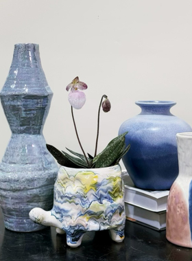 美瓷物语B141 外贸出口陶瓷花瓶 鲜花花瓶 北欧风 中古 孤品 微瑕