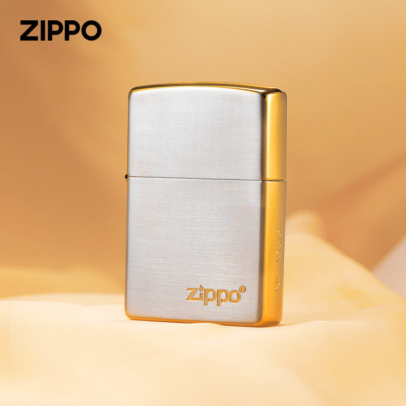 zippo打火机原装正品白金侧面镀金商标镀金镀银煤油防风男女送礼