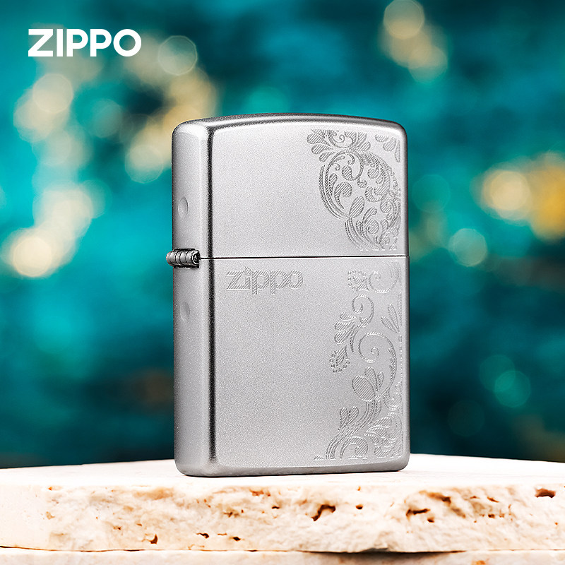 zippo打火机原装正品富贵繁花侧雕唐草磨砂男女士防风煤油礼物版