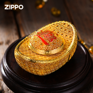 zippo打火机原装金元宝花丝夜光珐琅正品煤油防风男士礼物财摆件