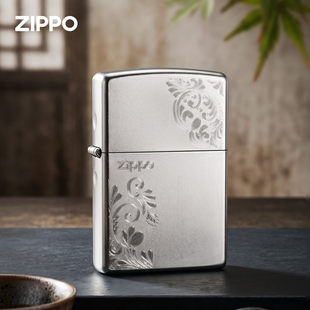 zippo正品打火机防风煤油划刻唐草送男士实用节日礼品收藏高级感