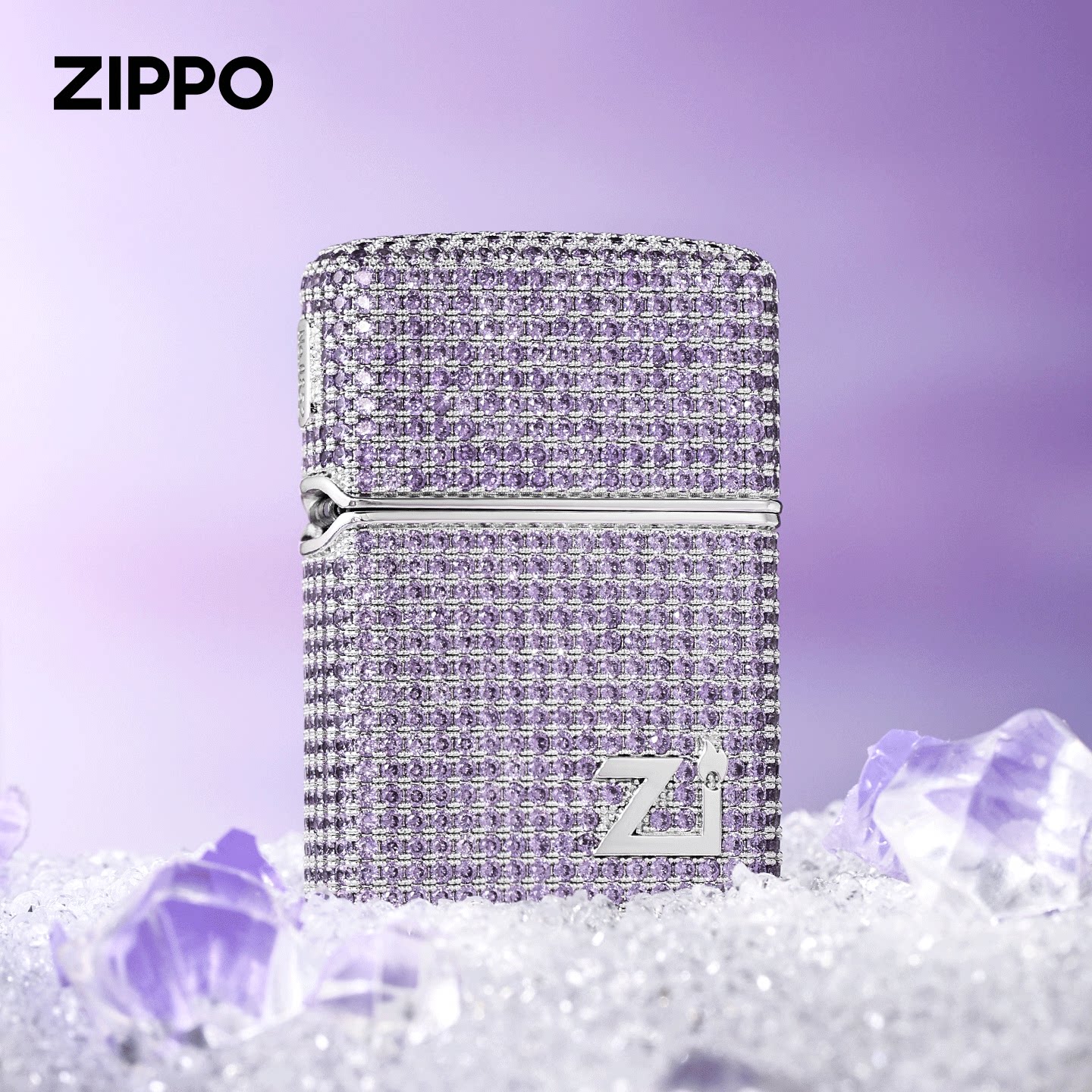 zippo正品镀银紫钻星辰防风火机