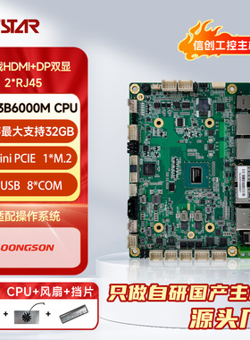 GITSTAR 集特 国产龙芯3B6000M处理器工控主板GM3-3601-02主板双网口/ DP/HDMI/8个COM/6个USB