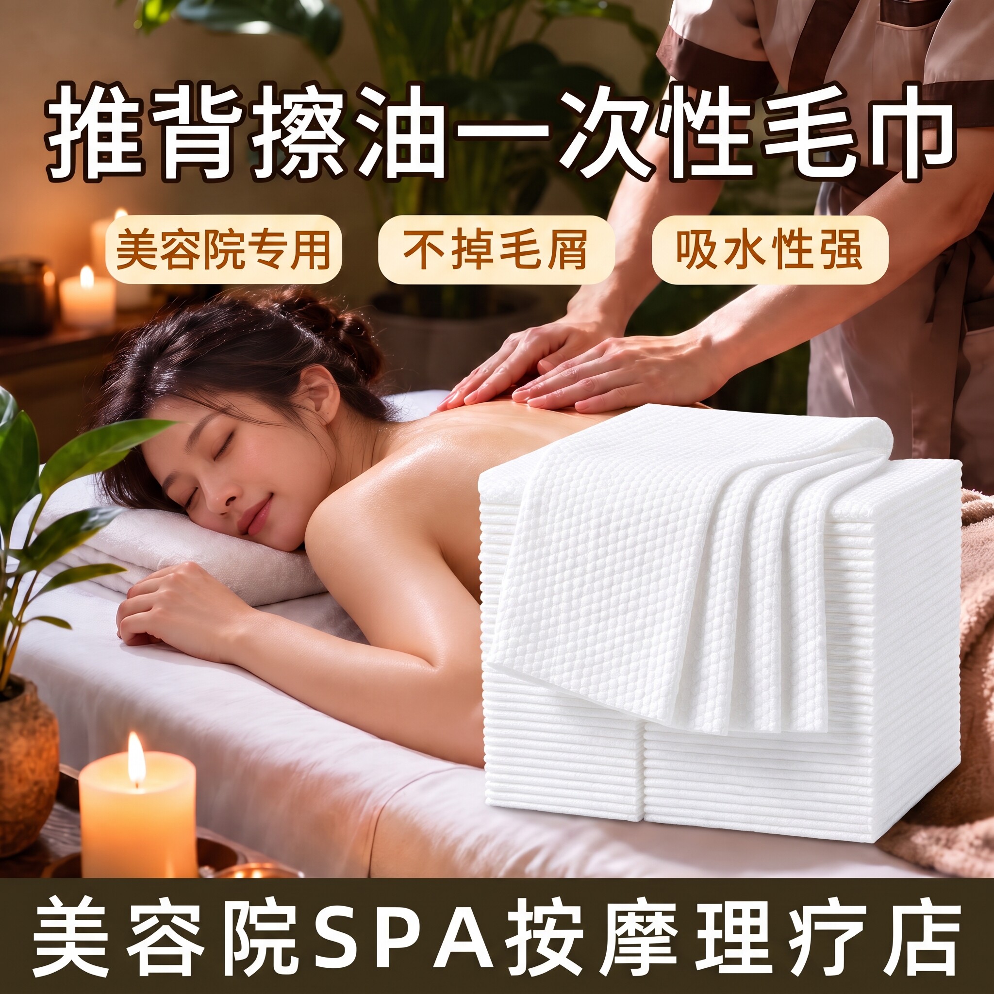 美容院SPA吸油擦背按摩推背精油擦身体理疗店一次性毛巾浴巾批发