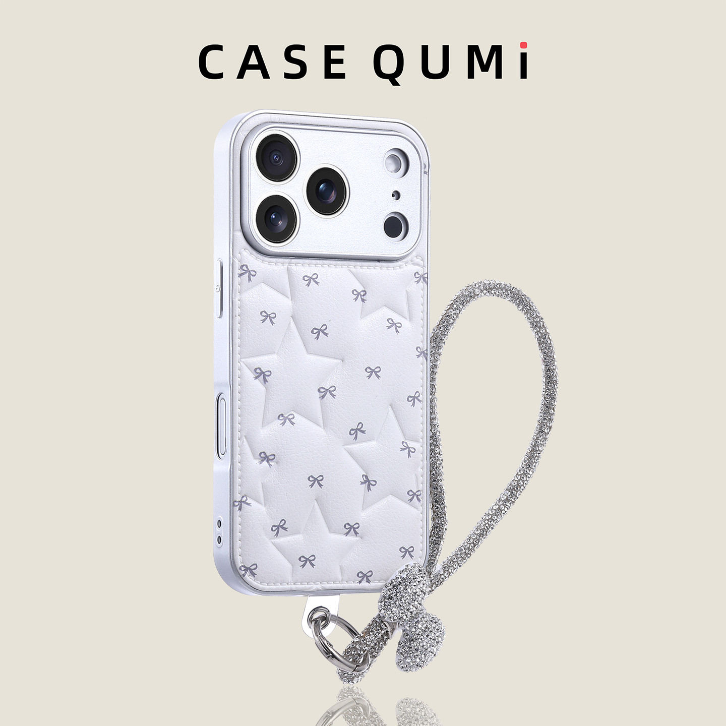 白底星星蝴蝶结带挂绳适用苹果17手机壳新款iphone17套苹果