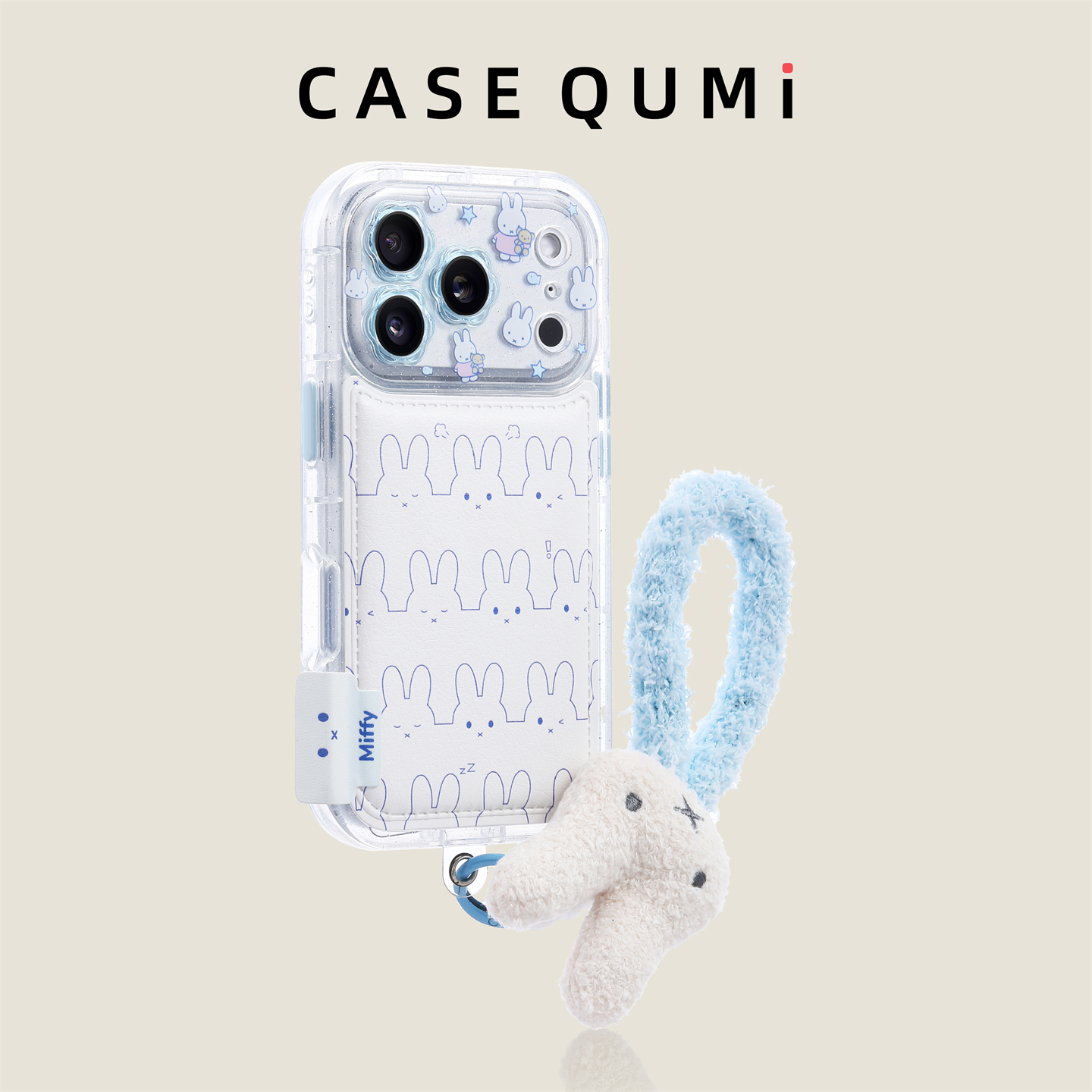 花镜白底米菲兔带挂绳适用苹果17手机壳新款iphone17套苹果17promax全包17pro防摔苹果16硅胶15外壳14超火13