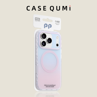 樱花粉蓝渐变双层IMD磁吸适用苹果17手机壳新款iphone17套苹果17promax全包苹果16防摔苹果15硅胶14pro外壳13