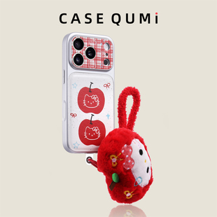 红格镜框苹果KT带挂绳适用苹果17promax手机壳新款 苹果17套iphone17全包苹果17pro防摔16硅胶15外壳14超火13