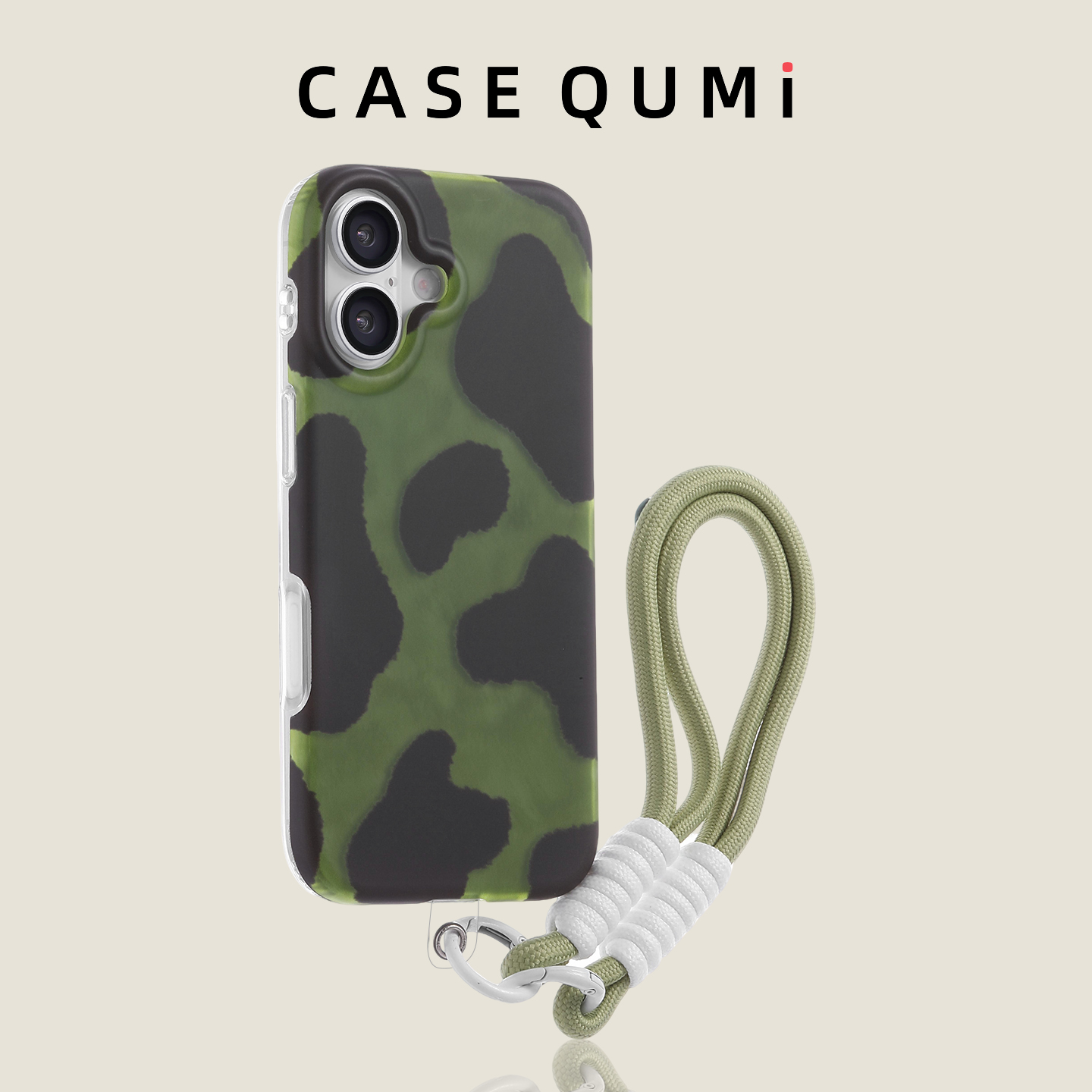 绿底豹纹带挂绳适用苹果17手机壳新款iphone17套苹果17promax全包17pro防摔苹果16硅胶15外壳14爆款13promax
