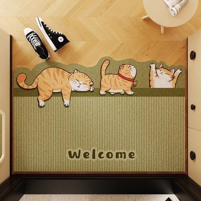 卡通猫咪丝圈入户门地垫