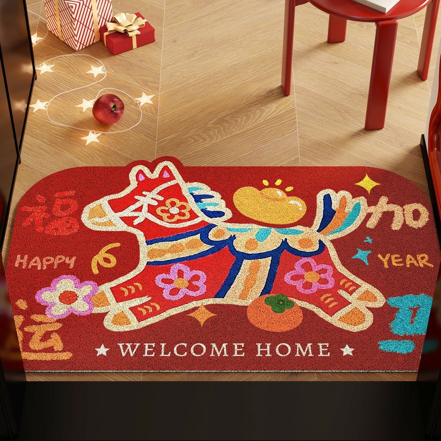 2026马年红色过年丝圈地垫新年装饰入户门专用地毯进门口脚垫门垫,居家布艺,入户地垫,淘宝优惠券,粉丝福利购,淘宝优惠卷