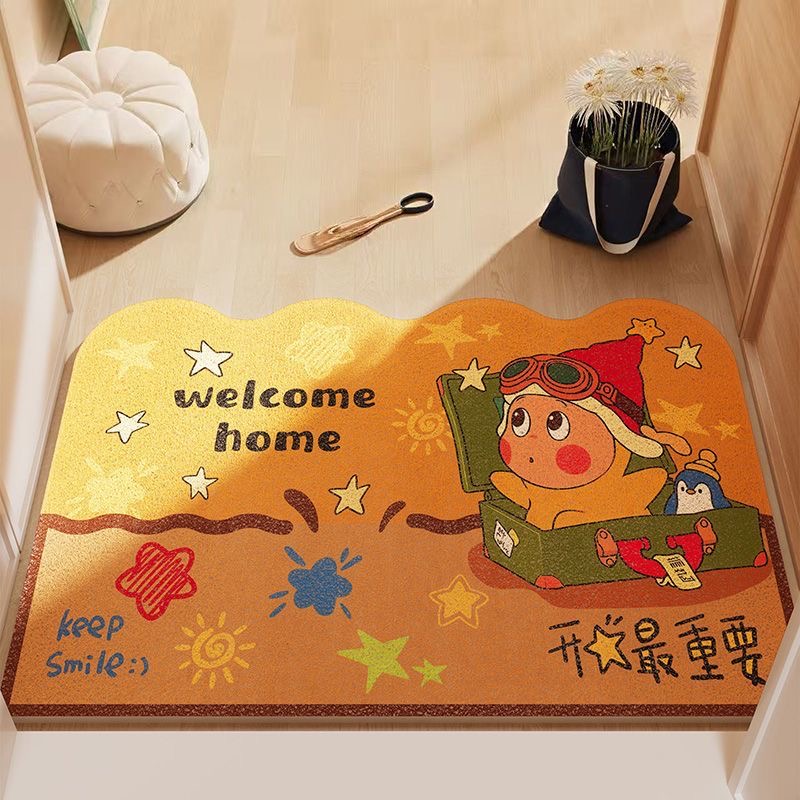 可爱星星人入户门丝圈地垫