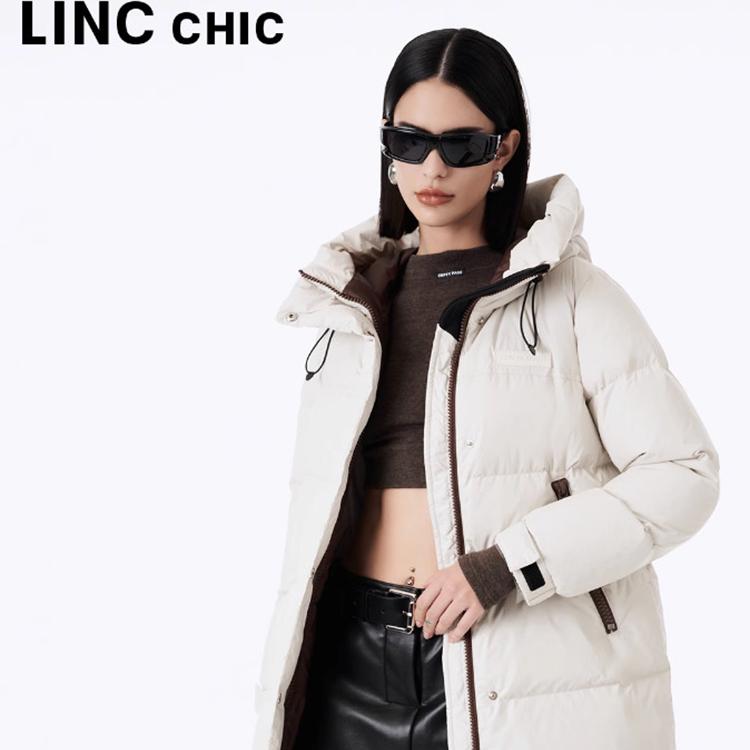 LINC金羽杰羽绒服专柜秋冬新中长款简约通勤面包服Y23603326