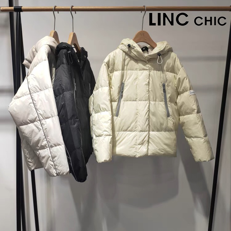 LINCCHIC金羽杰专柜正品秋冬松弛感轻薄连帽羽绒罩衫Y23301064