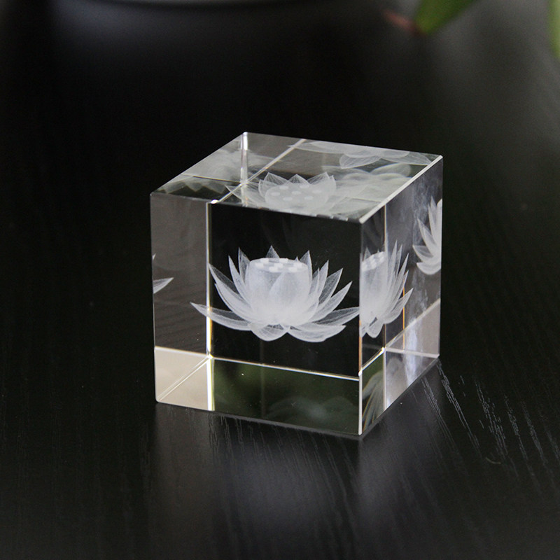 k9人造水晶3d内雕莲花摆件3d模型内雕定制创意饰品