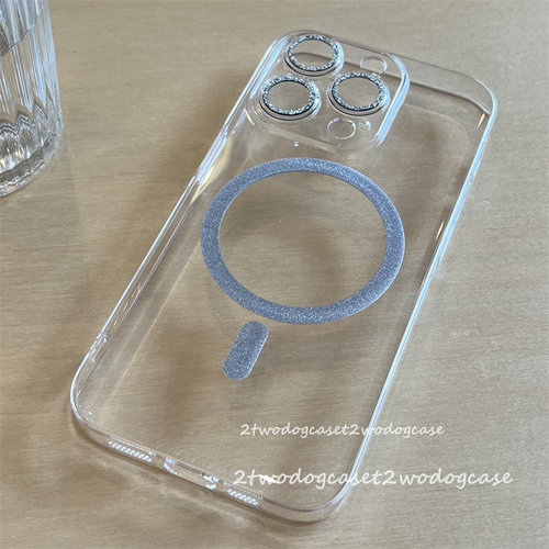 超薄光滑硬壳闪粉磁吸圈新款