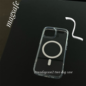 15Pro高清透明亚克力磁吸壳适用17E15promax17P独立透明按键软边保护壳12 14简约百搭冰清透亮光泽手机壳