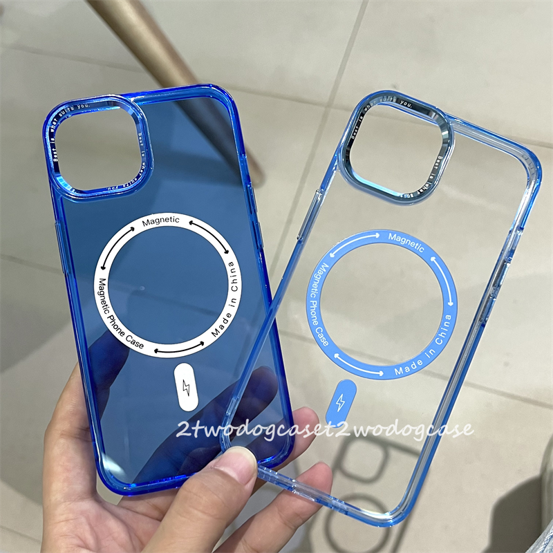 宝蓝色磁吸亚克力金属按键壳