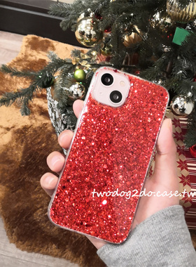 15pro圣诞亮片气息红色氛围新年款13红亮片滴胶手机壳iPhone11本命红12max7p外壳XR14奢华闪