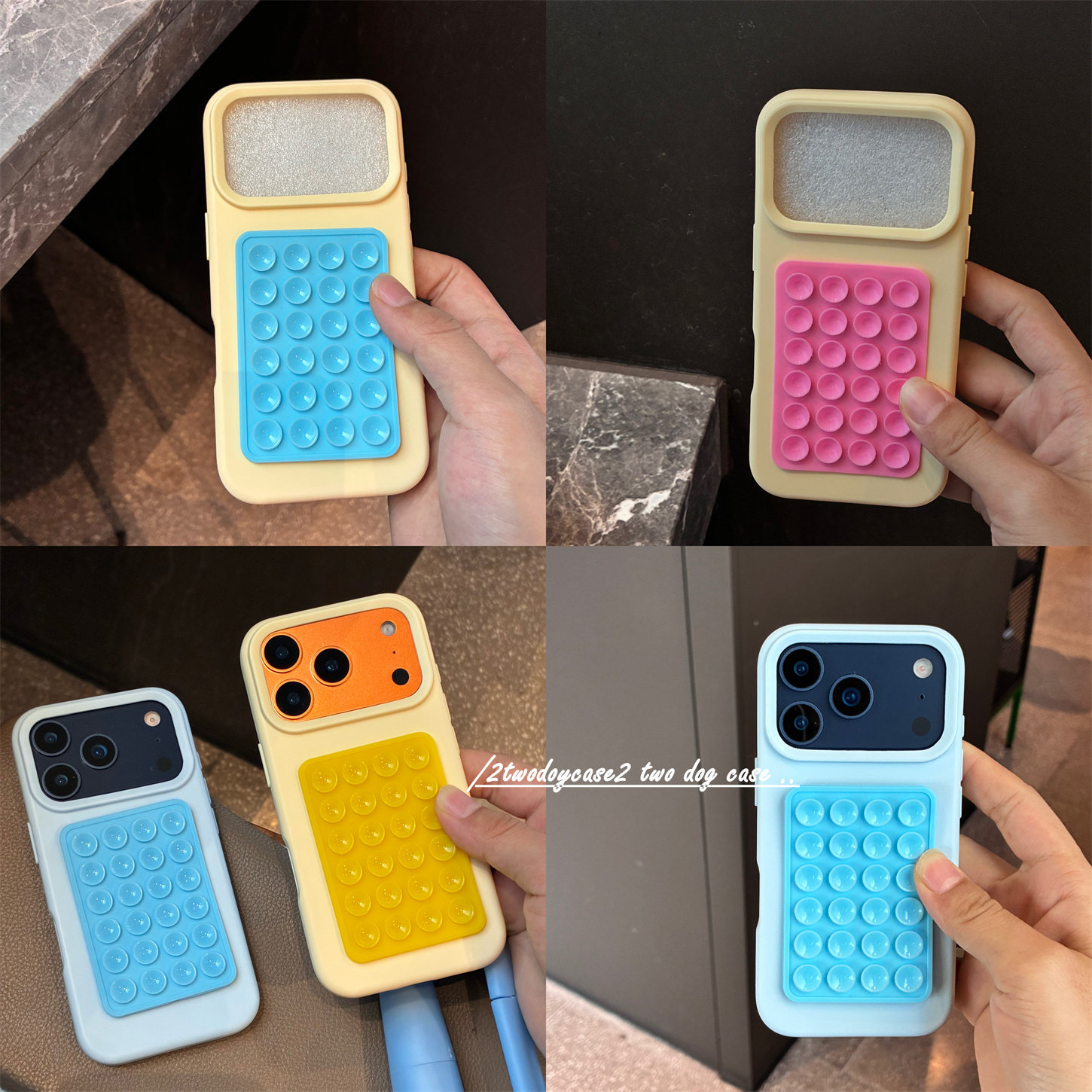 创意蓝色宝宝蓝粉色鹅黄撞色搭配吸盘17pro大孔硅胶软手机壳diy吸盘贴纸12/13/14PROMAX11春天ins博主同款16P,3C数码配件,手机保护套/壳,淘宝优惠券,粉丝福利购,淘宝优惠卷