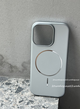 16pro细圈电镀银白色铝色磨砂硬壳大孔镜头13Pro14promax12喷漆银色PC硬壳简单磁吸壳15/11promax16e超薄17p